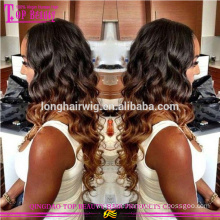 Günstige Wellenförmige Jungfrau Malaysisches Menschenhaar 1b / # 27 Ombre haar Perücke Ombre Perücken Lace Front Perücke